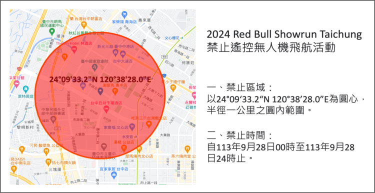 國際賽車展演封街周邊禁飛無人機-中市府：違規最高罰150萬元