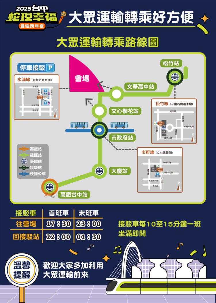 2025全台超人氣跨年晚會在台中！-交通局：搭捷運、接駁車最方便